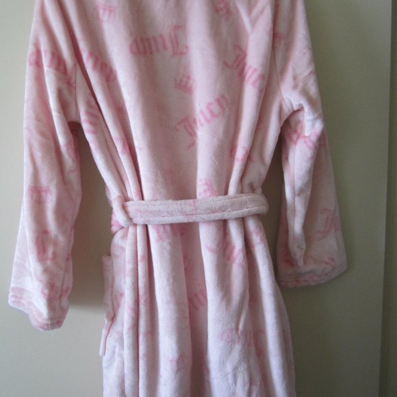 Juicy Couture Bathrobe Robe Pink Crown Sleepwear Crown L/XL Women - Picture 2 of 4